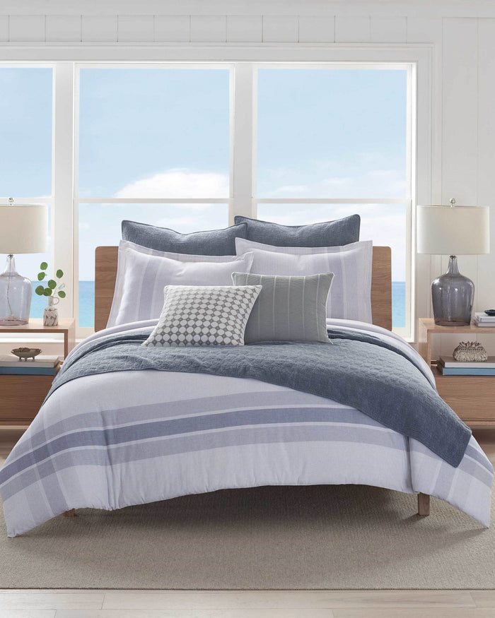 The front view of the Southern Tide Southern Tide Laurel Grove Comforter Set by Southern Tide - Blue