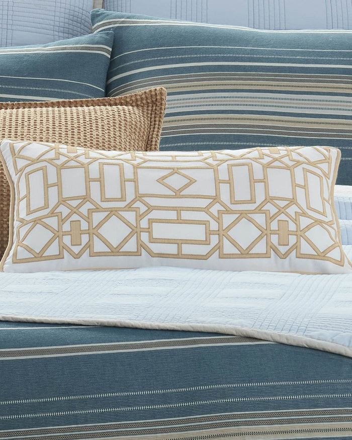 The front view of the Southern Tide Trellis Square Linen Decorative Pillow by Southern Tide - Linen