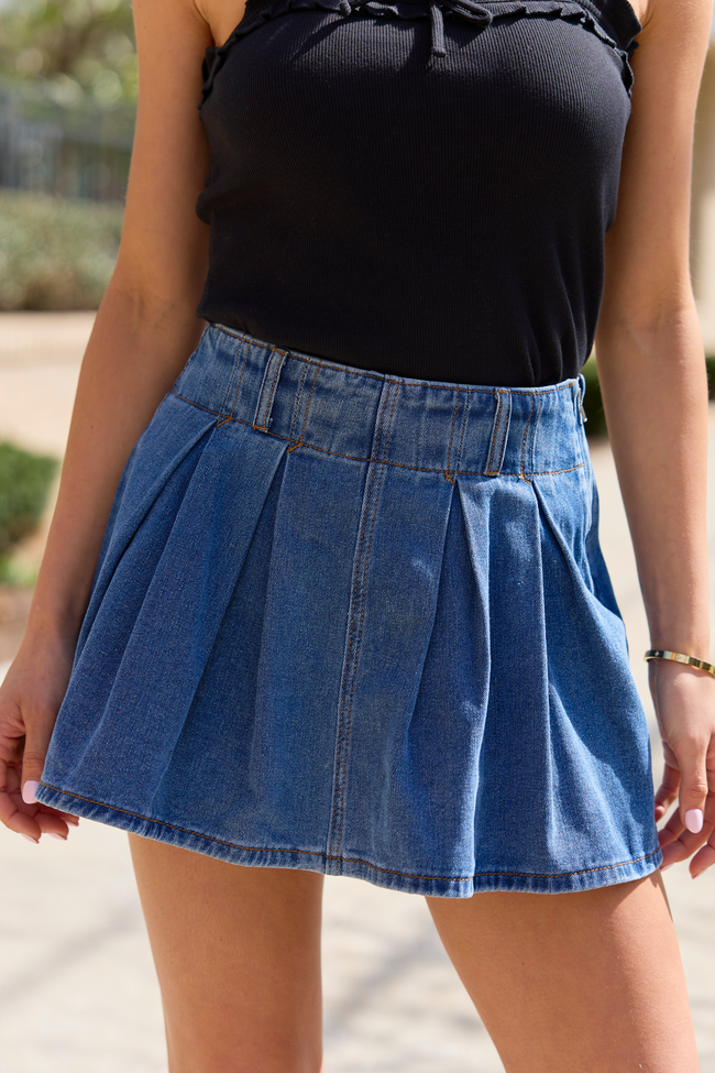 Spencer Pleated Denim Skort FINAL SALE
