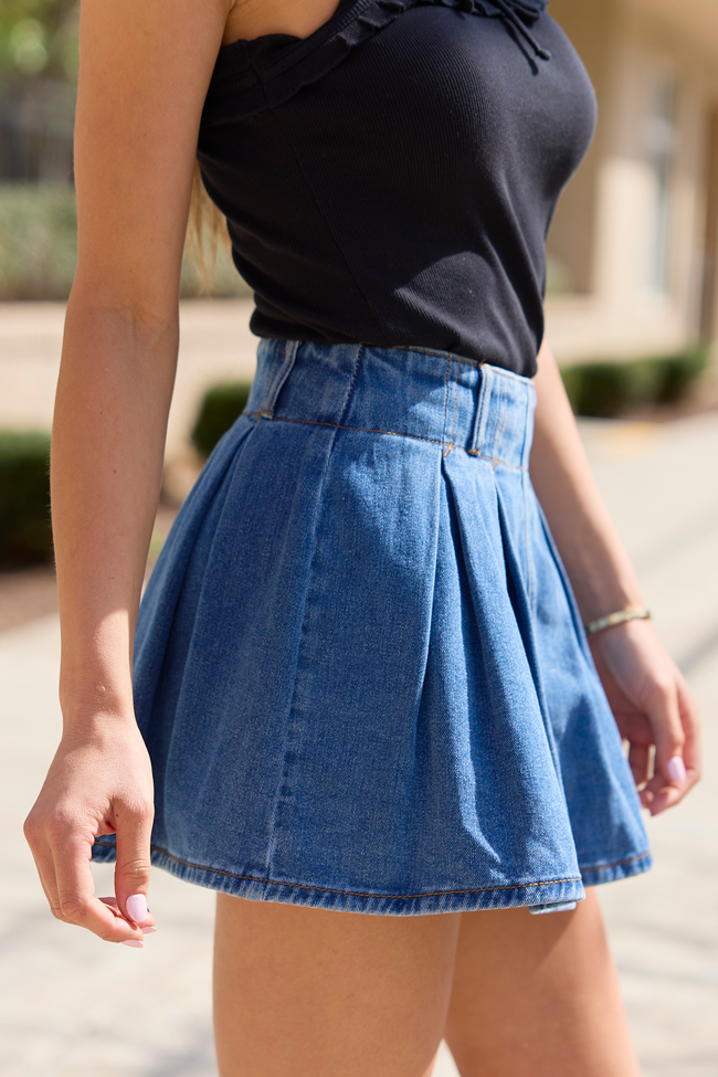 Spencer Pleated Denim Skort FINAL SALE