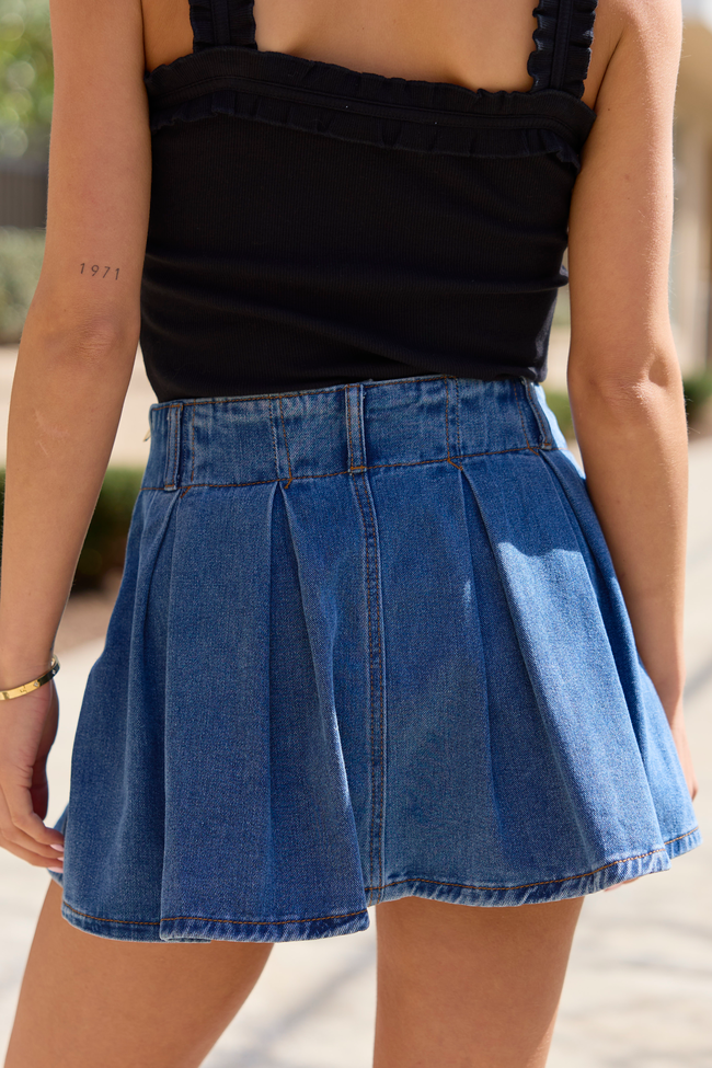 Spencer Pleated Denim Skort FINAL SALE
