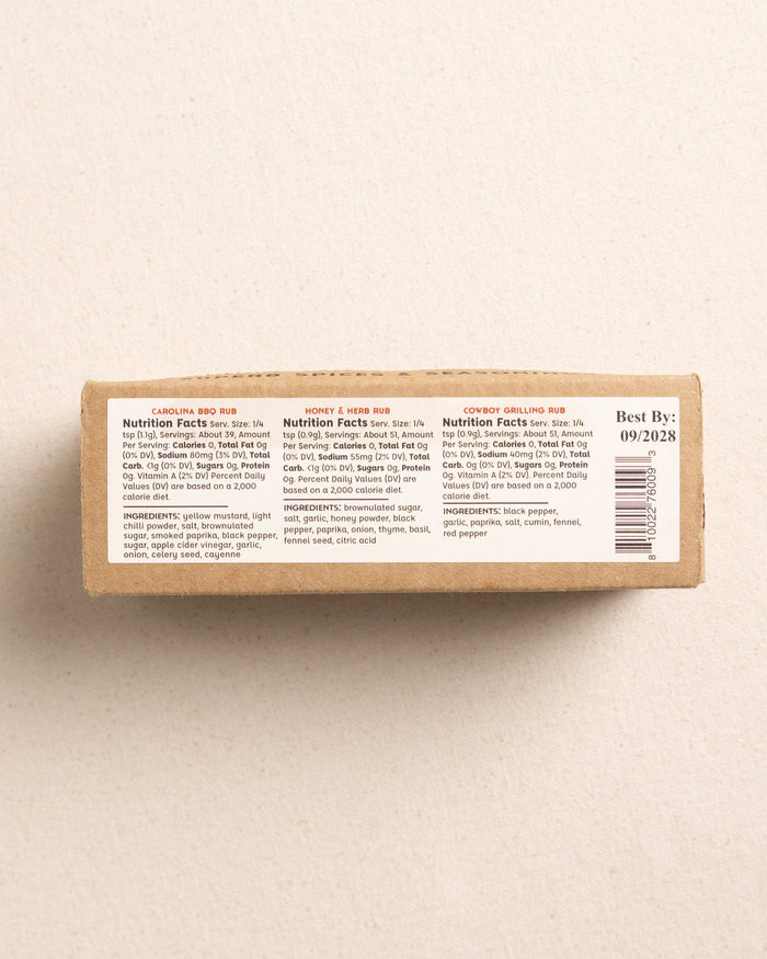 The bottom view of the Spicewalla Grill & Roast 3 Pack Gift Set at Southern Tide - Natural