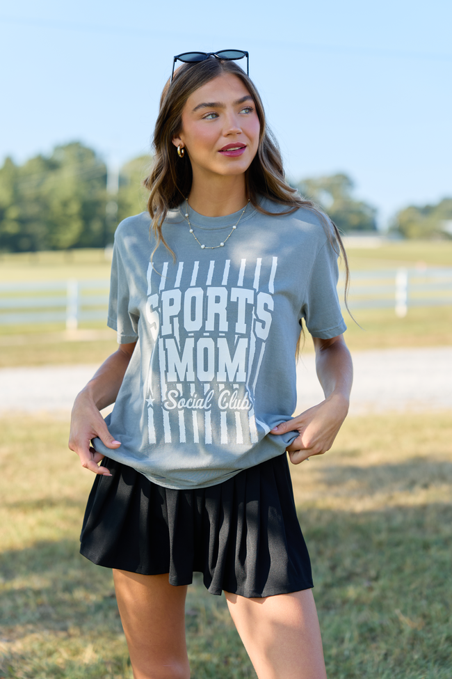 Sports Mom Social Club Grey Graphic Tee