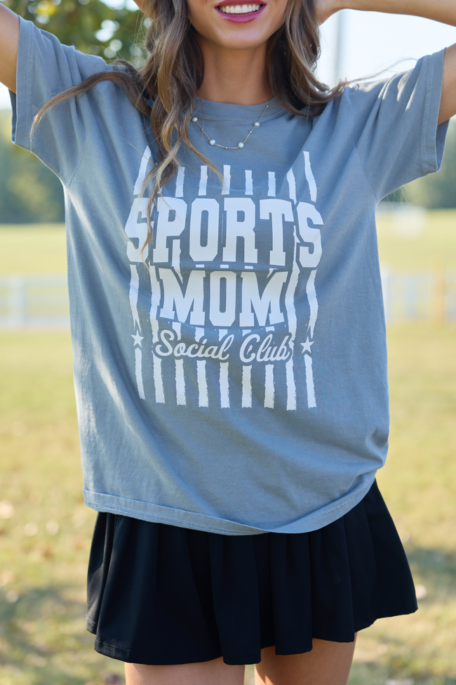 Sports Mom Social Club Grey Graphic Tee