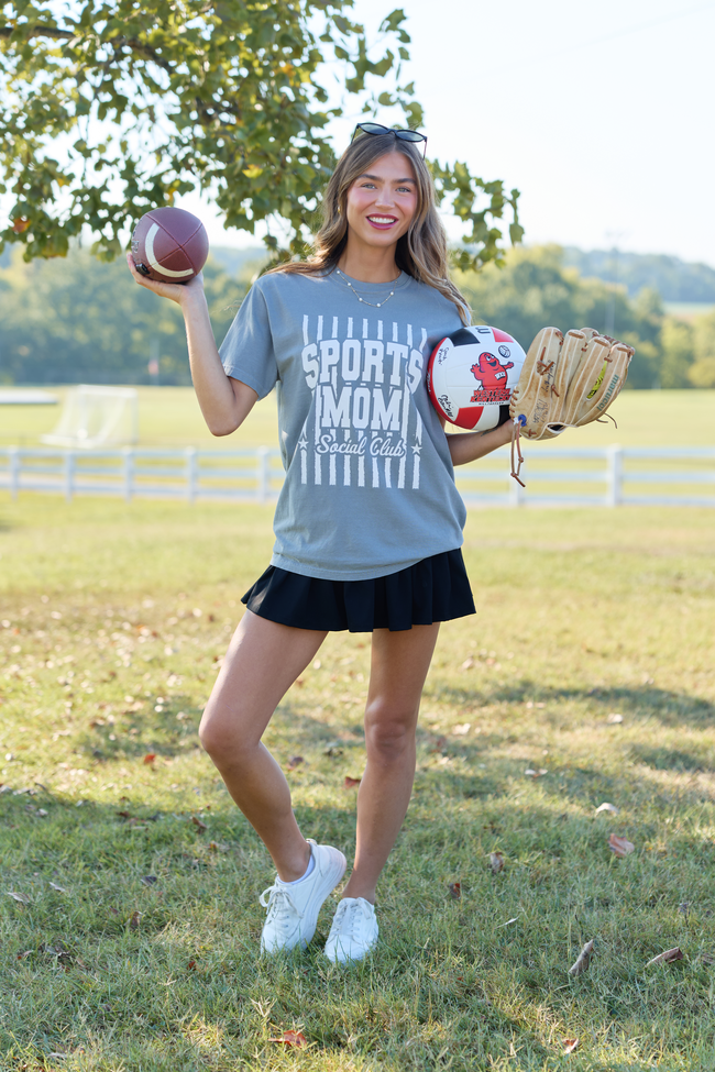 Sports Mom Social Club Grey Graphic Tee