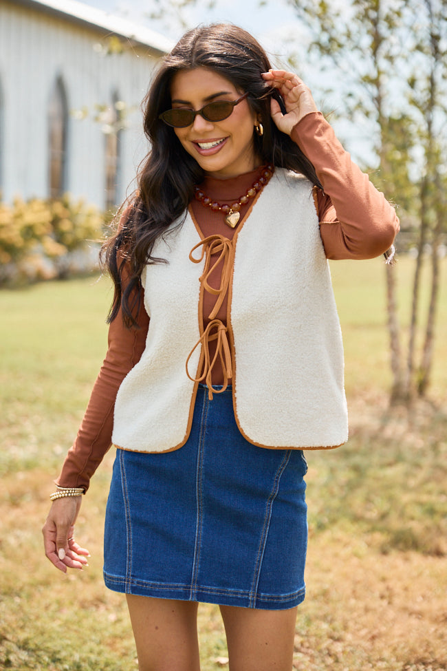 Stay Toasty Sherpa Front Tie Vest