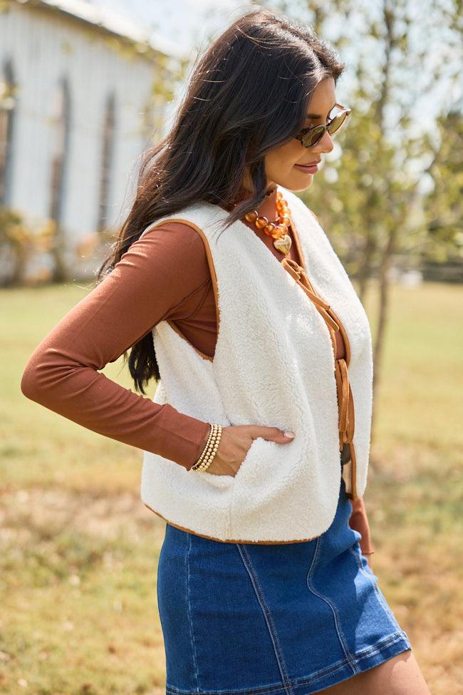 Stay Toasty Sherpa Front Tie Vest