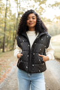 Stella Black Bow Dot Puffer Vest FINAL SALE