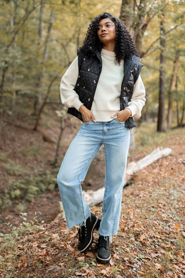 Stella Black Bow Dot Puffer Vest FINAL SALE