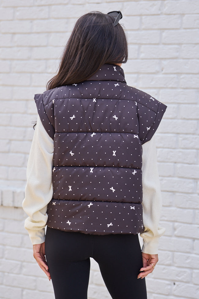 Stella Black Bow Dot Puffer Vest FINAL SALE
