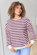 Stevie Pink And Purple Stripe Crewneck Sweater FINAL SALE