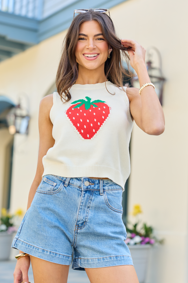 Strawberry Cropped Sweater Tank FINAL SALE