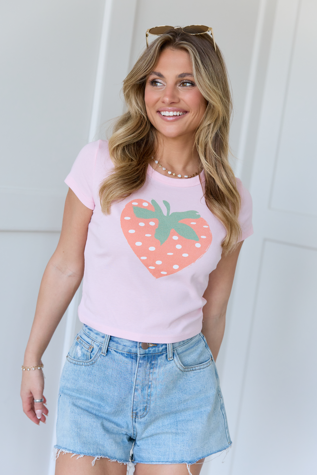 Strawberry Heart Pink Baby Graphic Tee FINAL SALE
