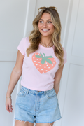 Strawberry Heart Pink Baby Graphic Tee FINAL SALE