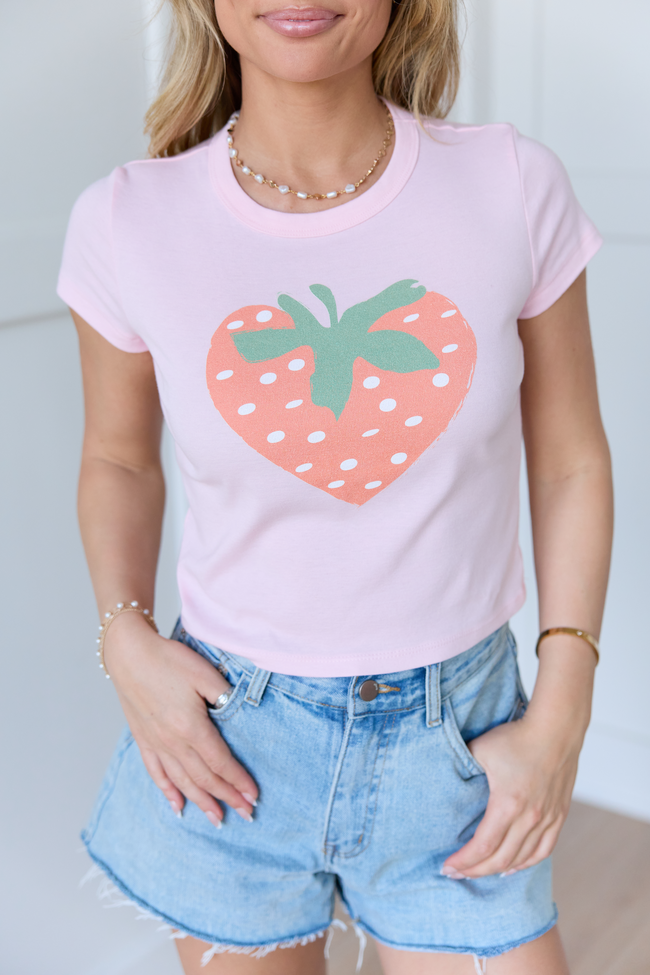 Strawberry Heart Pink Baby Graphic Tee FINAL SALE