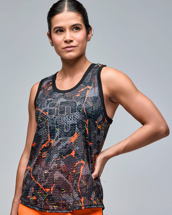 Black/Orange # STRONG iD Basketball Tank With Curved Hem