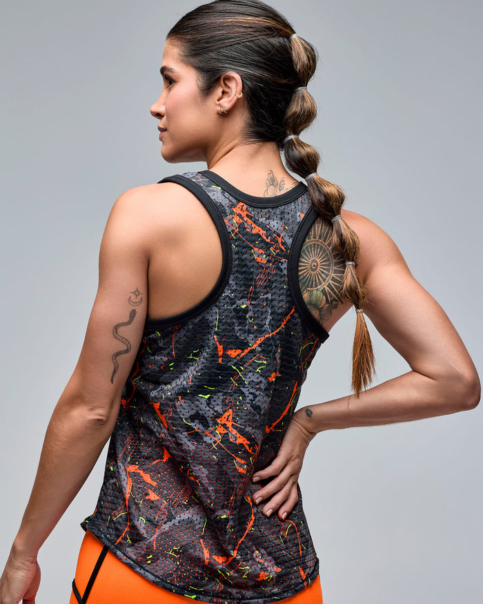 Black/Orange # STRONG iD Basketball Tank With Curved Hem
