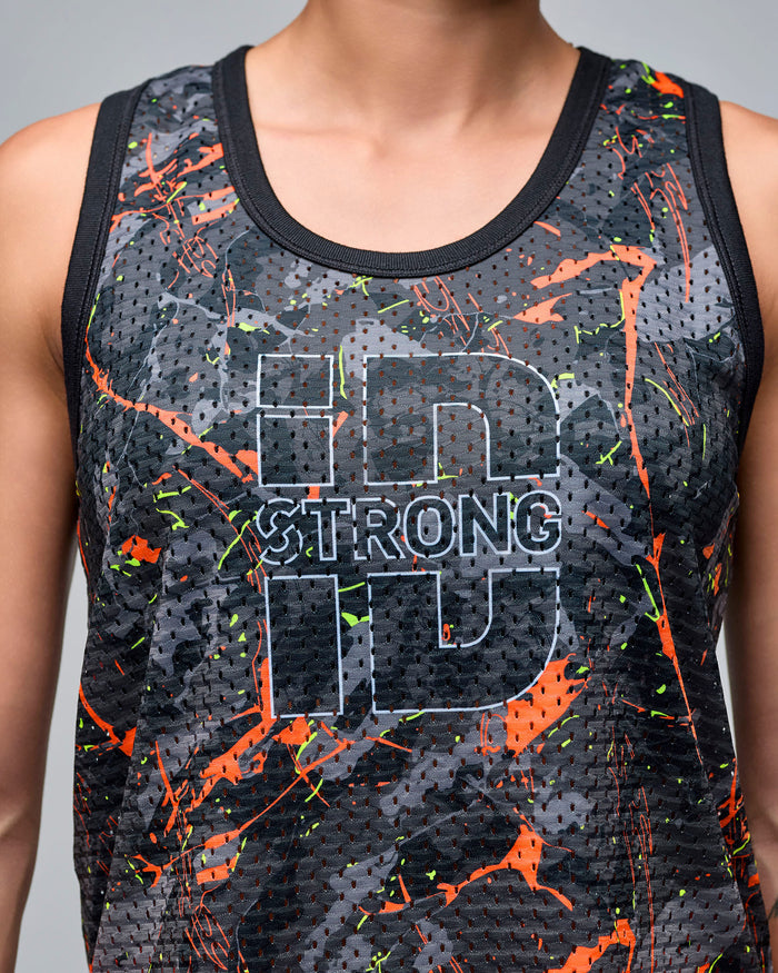Black/Orange # STRONG iD Basketball Tank With Curved Hem