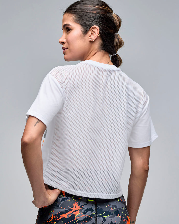 Wear It Out White # STRONG iD Boxy Top With Mesh Back