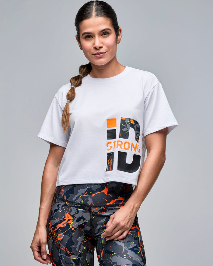 Wear It Out White # STRONG iD Boxy Top With Mesh Back