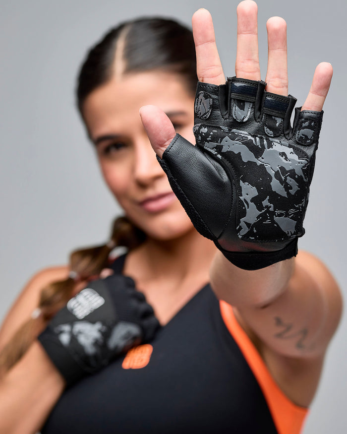 Bold Black # STRONG iD Fingerless Gloves
