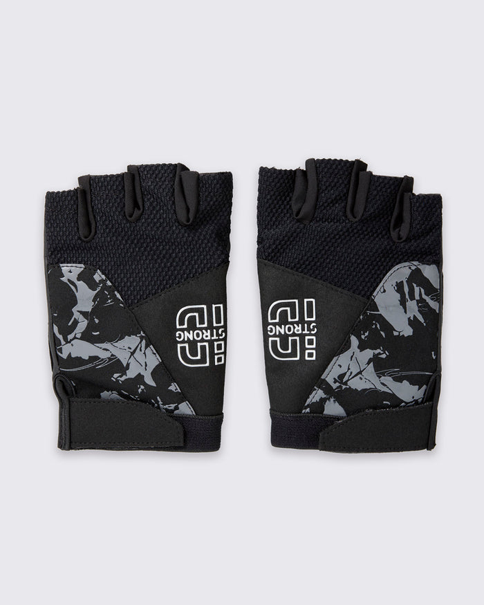 Bold Black # STRONG iD Fingerless Gloves