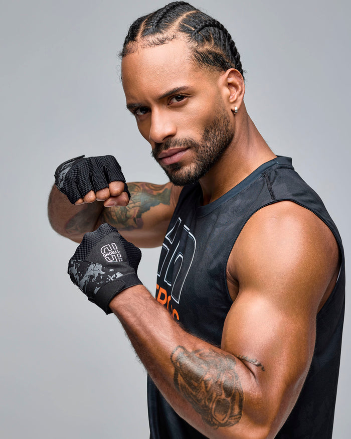 Bold Black # STRONG iD Fingerless Gloves