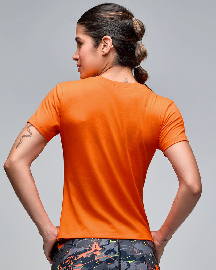 Orange # STRONG iD Fitted Short Sleeve Top - Orange