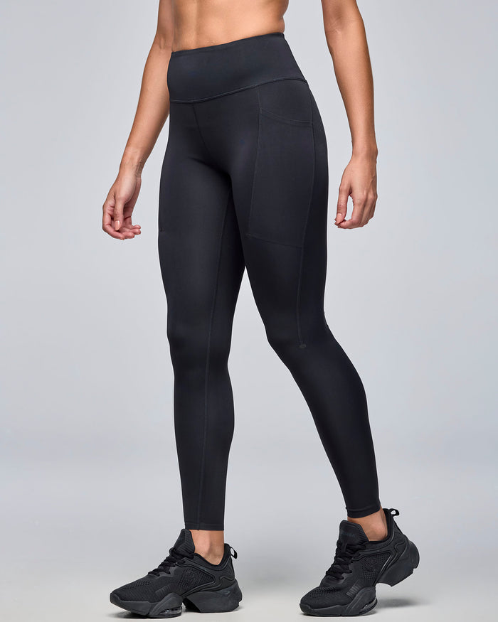 Bold Black # STRONG iD High Waisted Ankle Leggings With Pockets