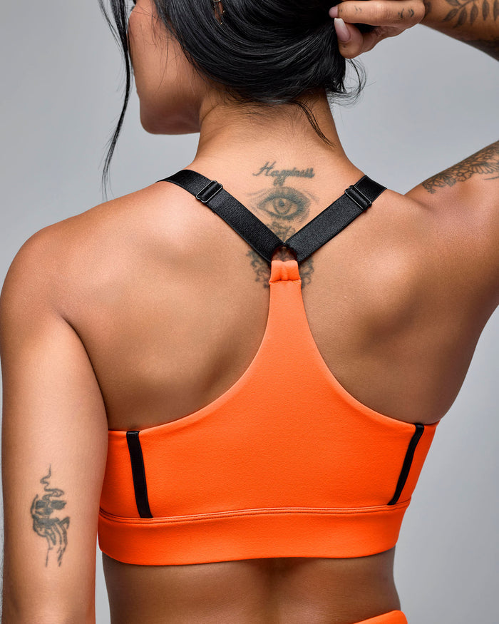 Orange # STRONG iD Scoop Neck Adjustable Bra With Elastic