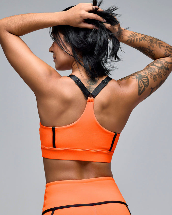 Orange # STRONG iD Scoop Neck Adjustable Bra With Elastic