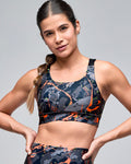 Black/Orange # STRONG iD Scoop Neck Adjustable Cross Back Bra