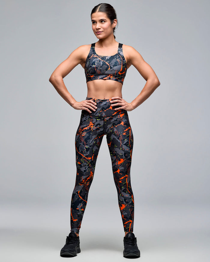 Black/Orange # STRONG iD Scoop Neck Adjustable Cross Back Bra