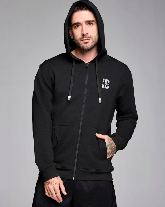 Bold Black # Strong iD Zip-Up Hoodie