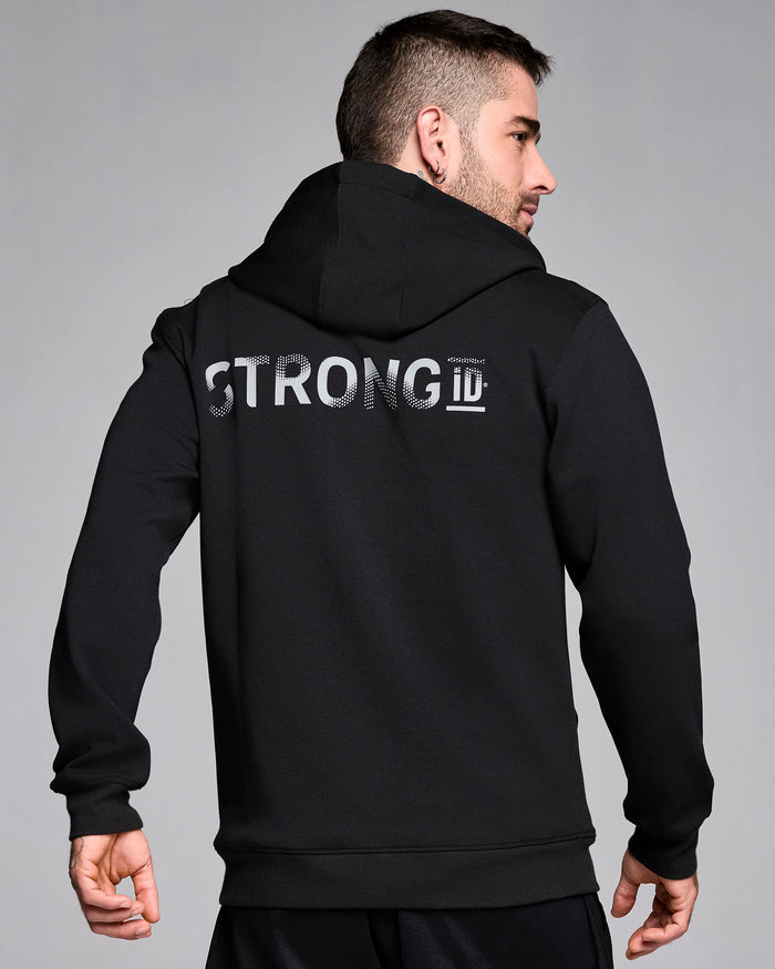 Bold Black # Strong iD Zip-Up Hoodie