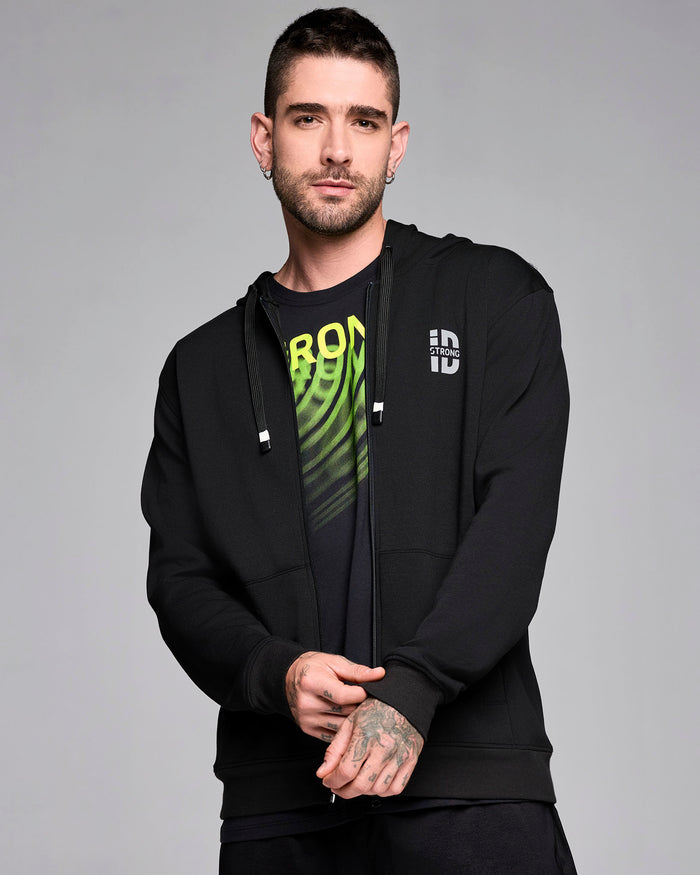 Bold Black # Strong iD Zip-Up Hoodie