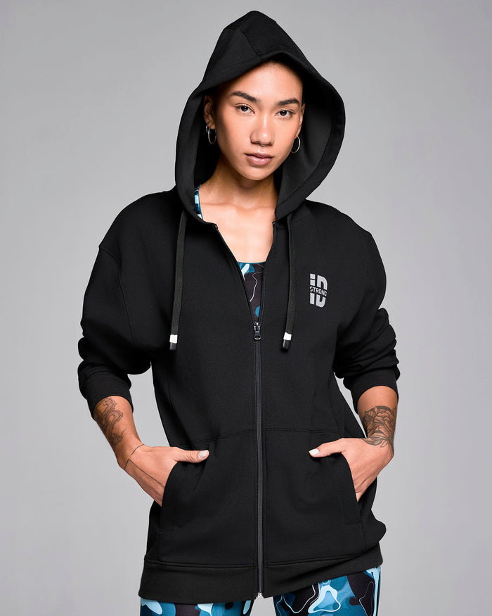 Bold Black # Strong iD Zip-Up Hoodie