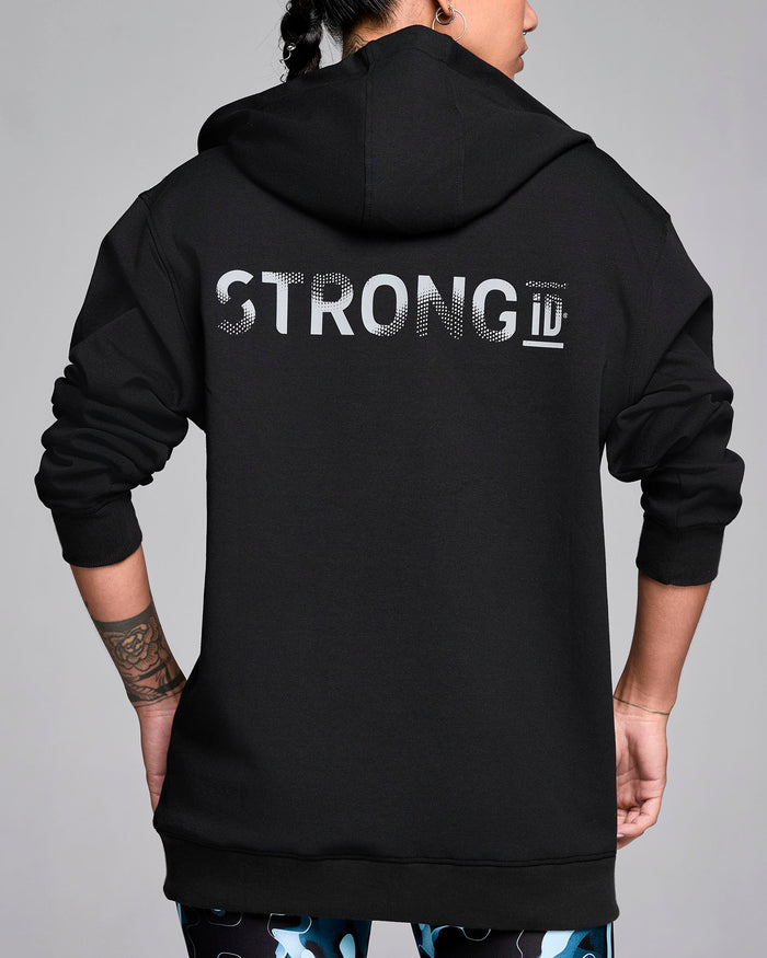 Bold Black # Strong iD Zip-Up Hoodie