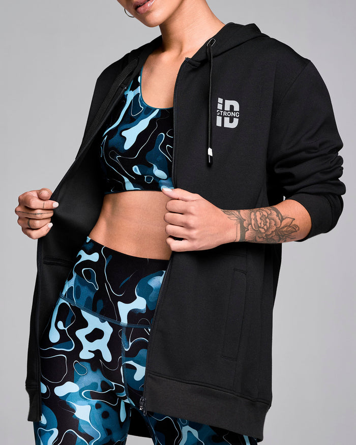 Bold Black # Strong iD Zip-Up Hoodie