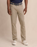 The front view of the Southern Tide Sullivan Five Pocket Pant by Southern Tide - Sandstone Khaki
