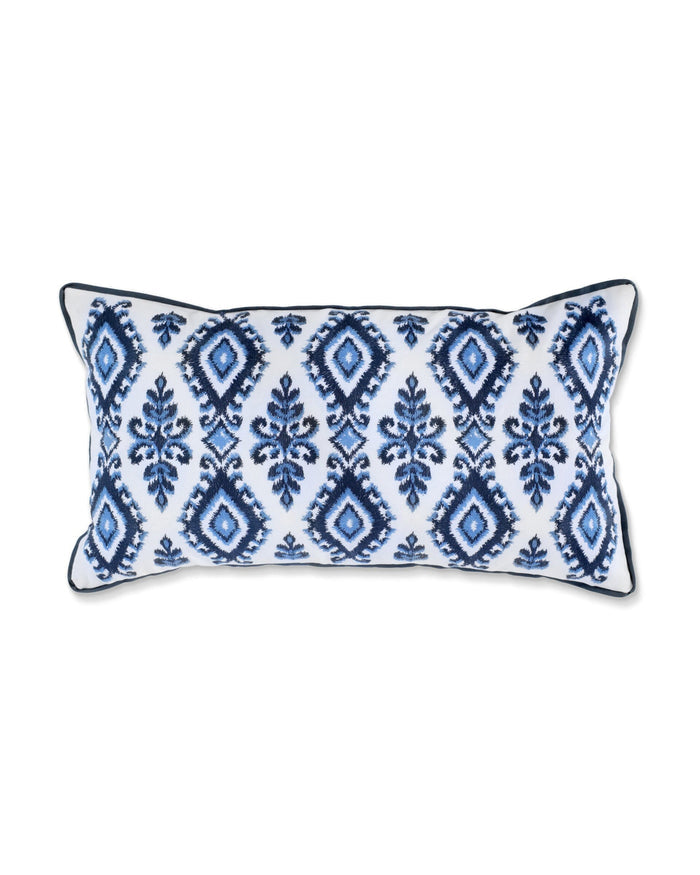 The front view of the Southern Tide Summerfield Breakfast Decorative Pillow by Southern Tide - Navy