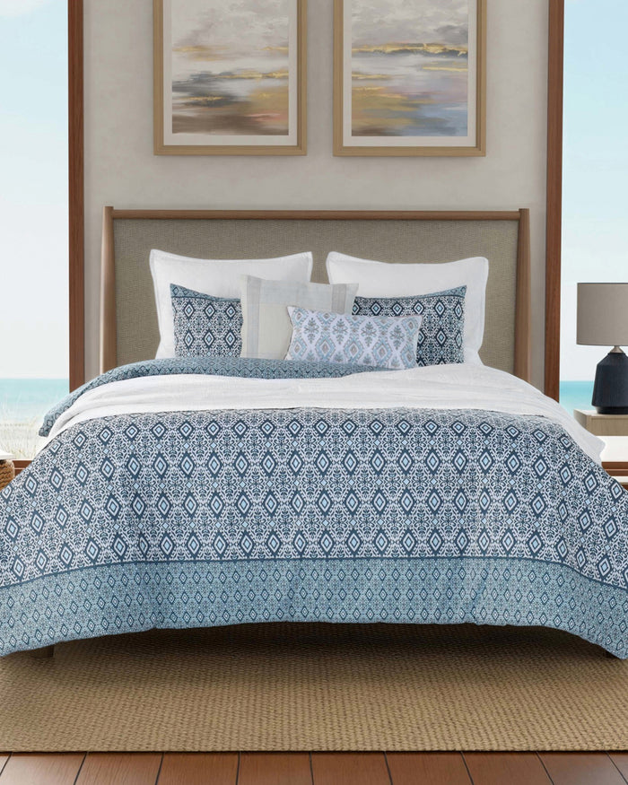 The front view of the Southern Tide Summerfield Comforter Set by Southern Tide - Jade