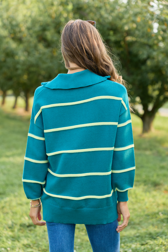 Sunday Stripe Club Blue And Green Quarter Zip
