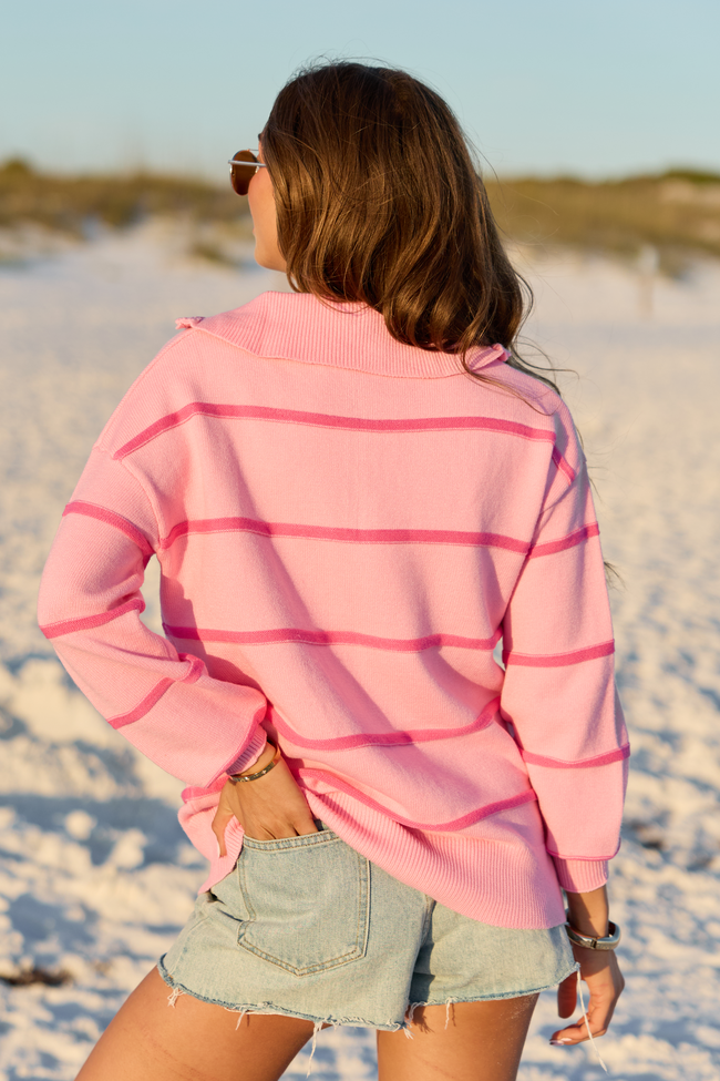 Sunday Stripe Club Pink Quarter Zip