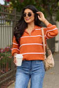 Sunday Stripe Club Rust And Pink Quarter Zip