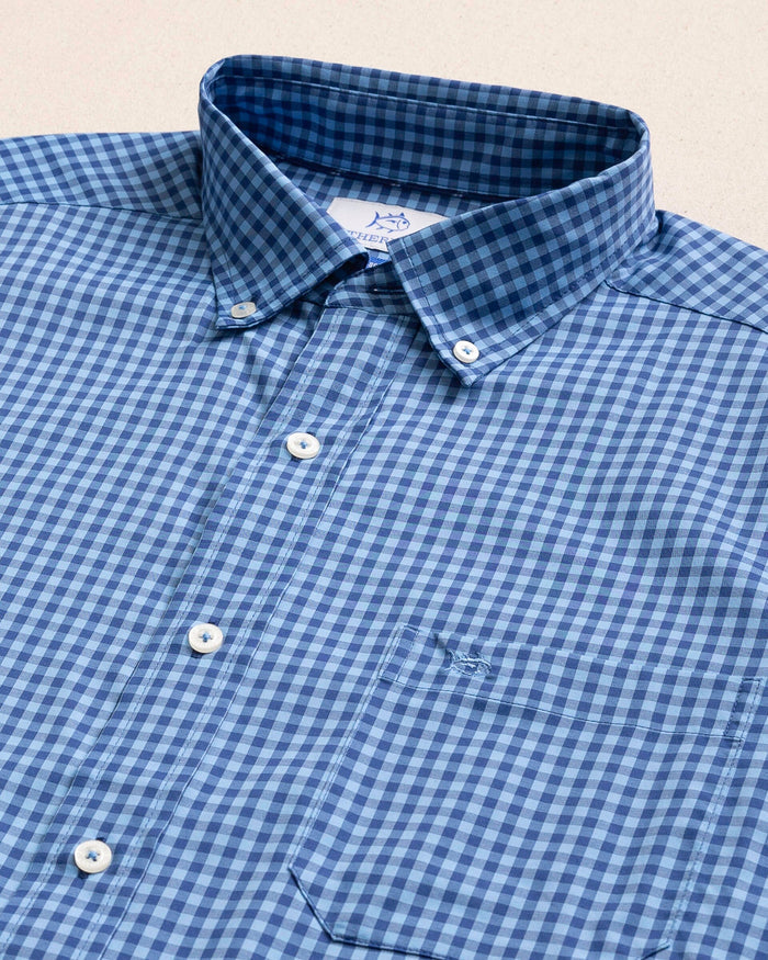 The detail view of the Southern Tide Sunset Key Coastal Breeze® Sport Shirt by Southern Tide - Ocean Channel