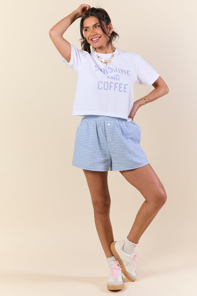 Sunshine And Coffee Floral White Boxy Graphic Tee FINAL SALE