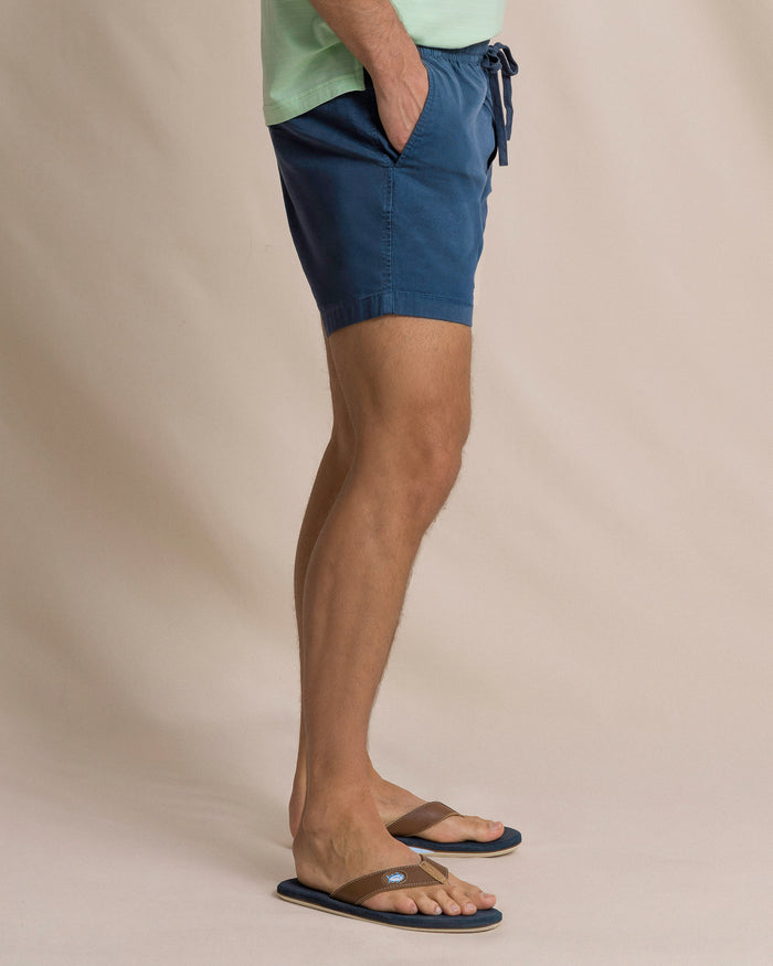The side view of the Southern Tide Surf Rider Short by Southern Tide - Nautical Blue