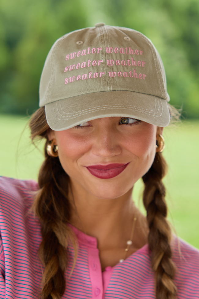 Sweater Weather Repeat Stone Embroidered Relaxed Hat