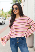 Sweet On Repeat Pink Multi Striped Sweater